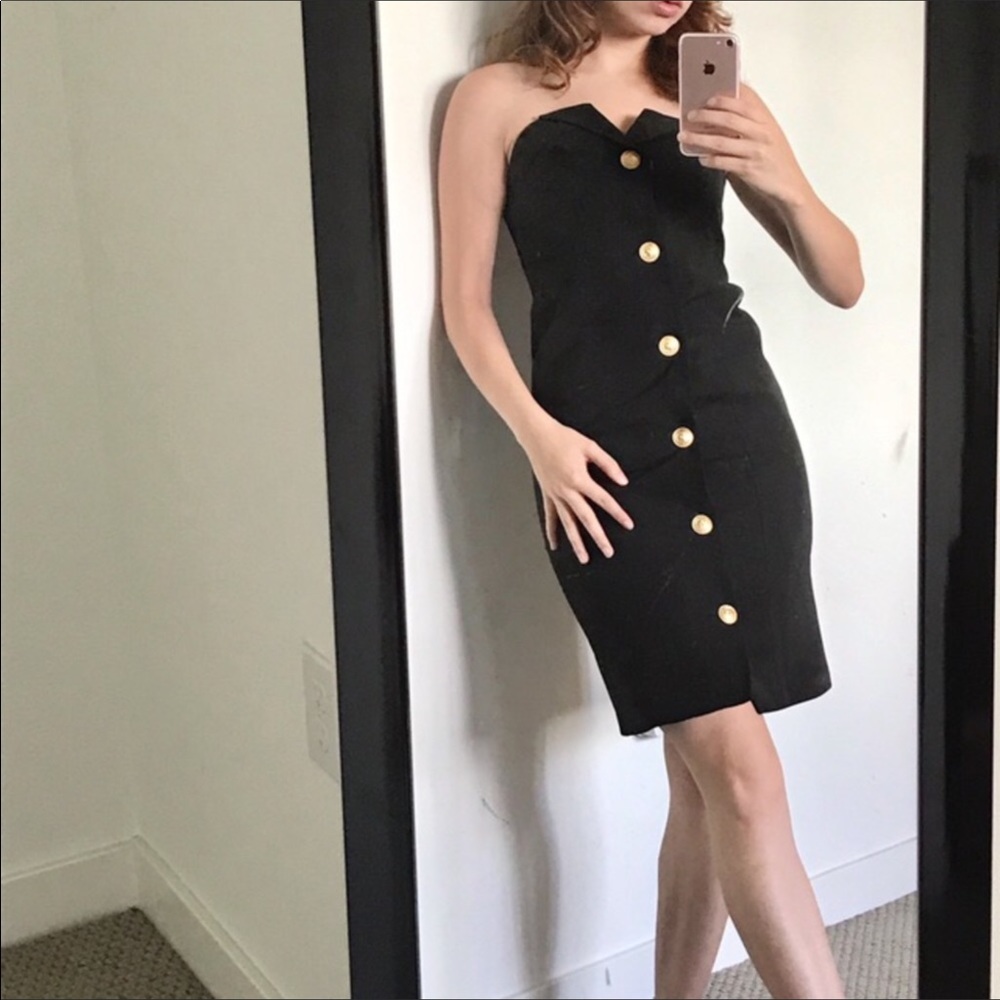 LAVEER Black Bustier Gold Button SZ XS